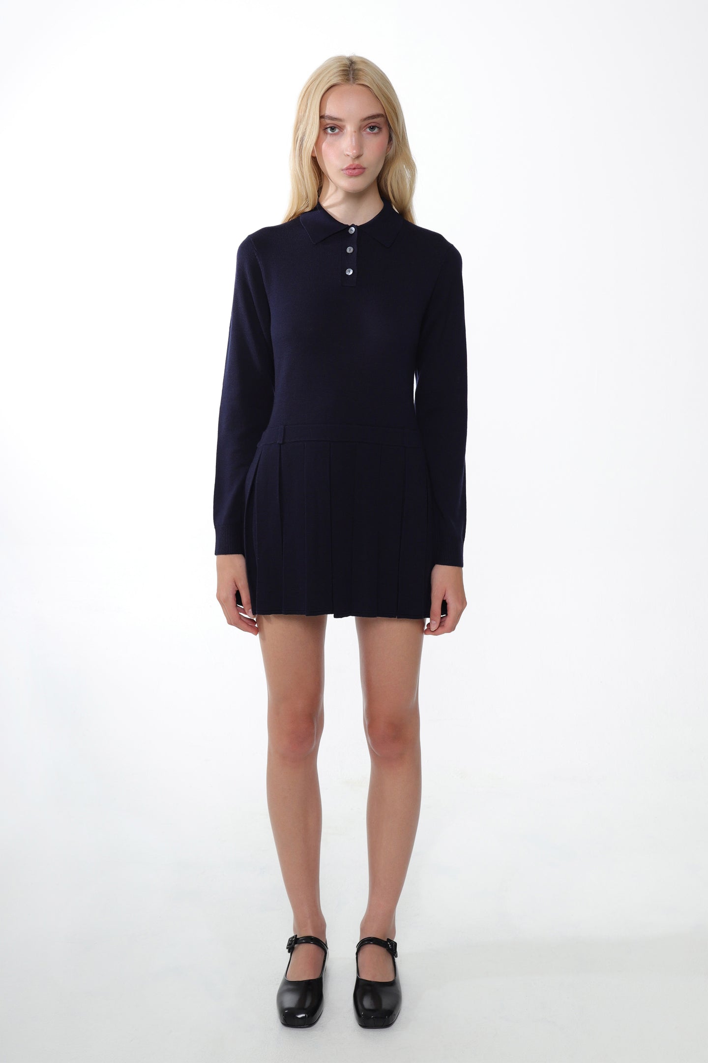 HAGUE SWEATER DRESS IN NAVY – SANDY LIANG