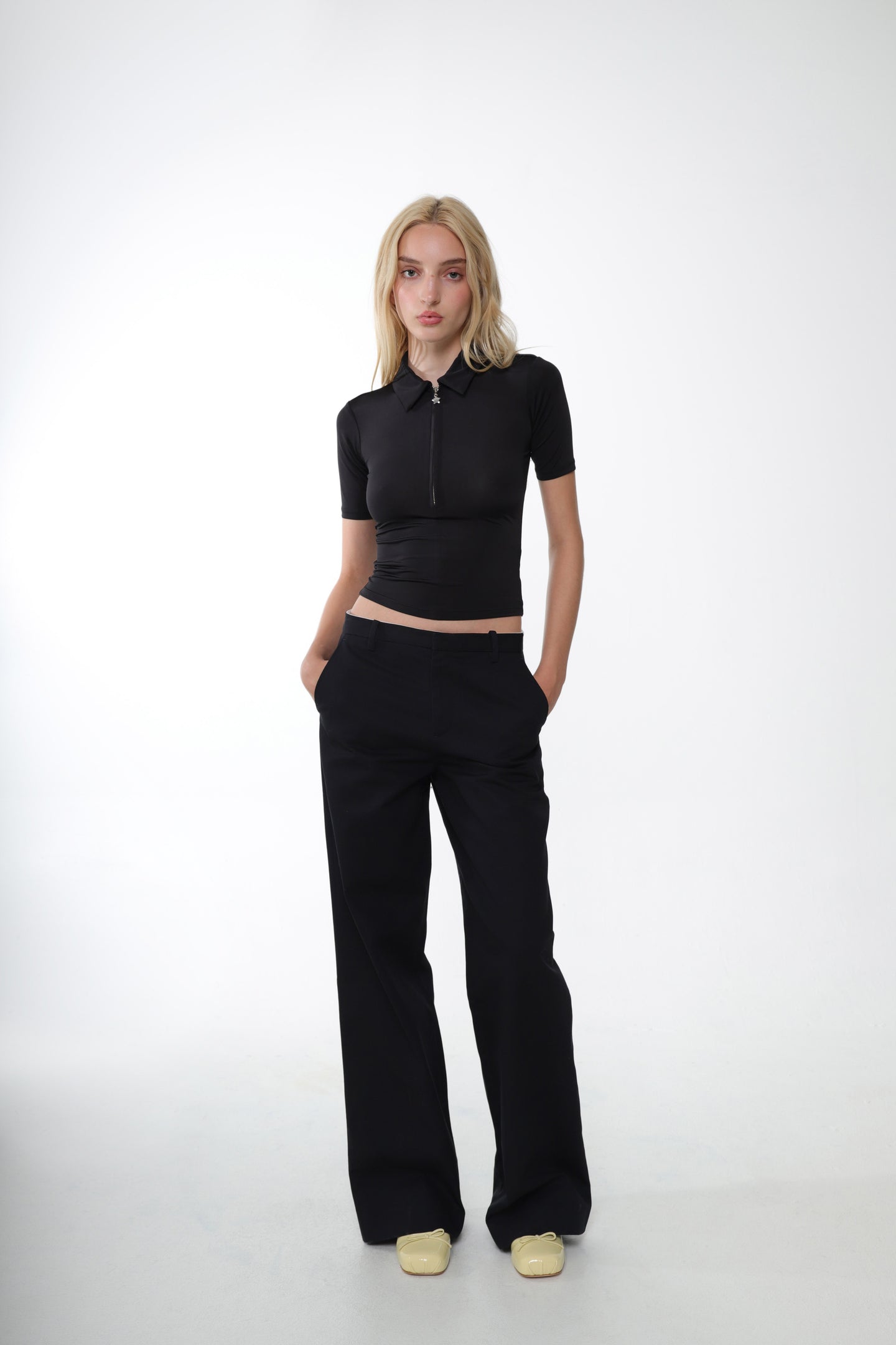 GLASS PANT IN BLACK