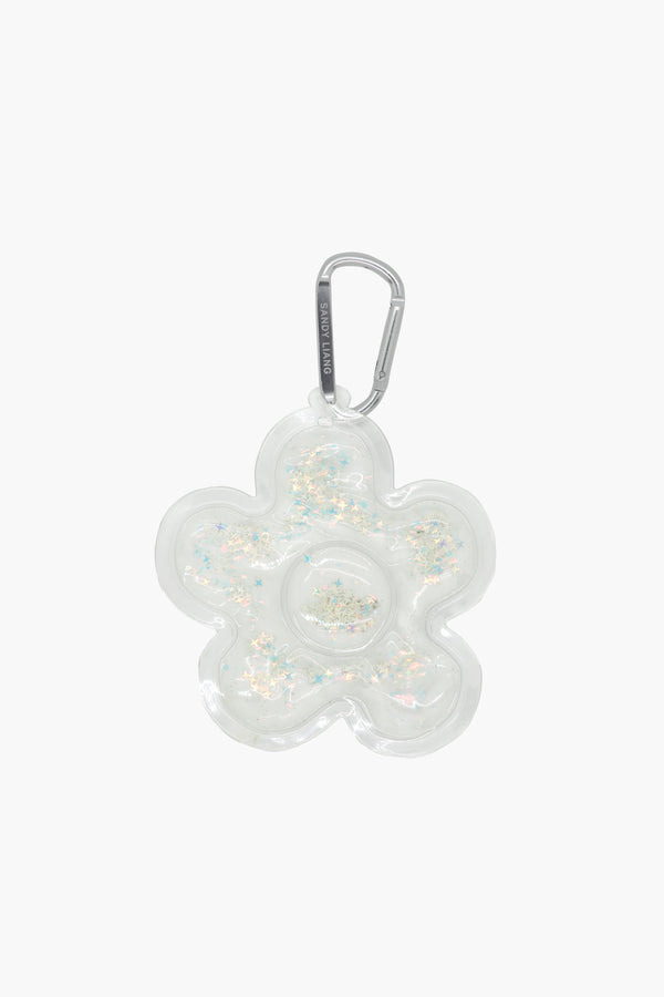 Translucent flower keychain with glitter water inside