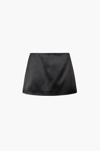 JUICE SKIRT IN BLACK SATIN