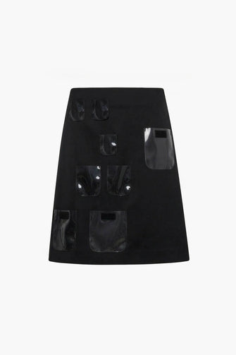 KEEPS SKIRT IN BLACK SATIN
