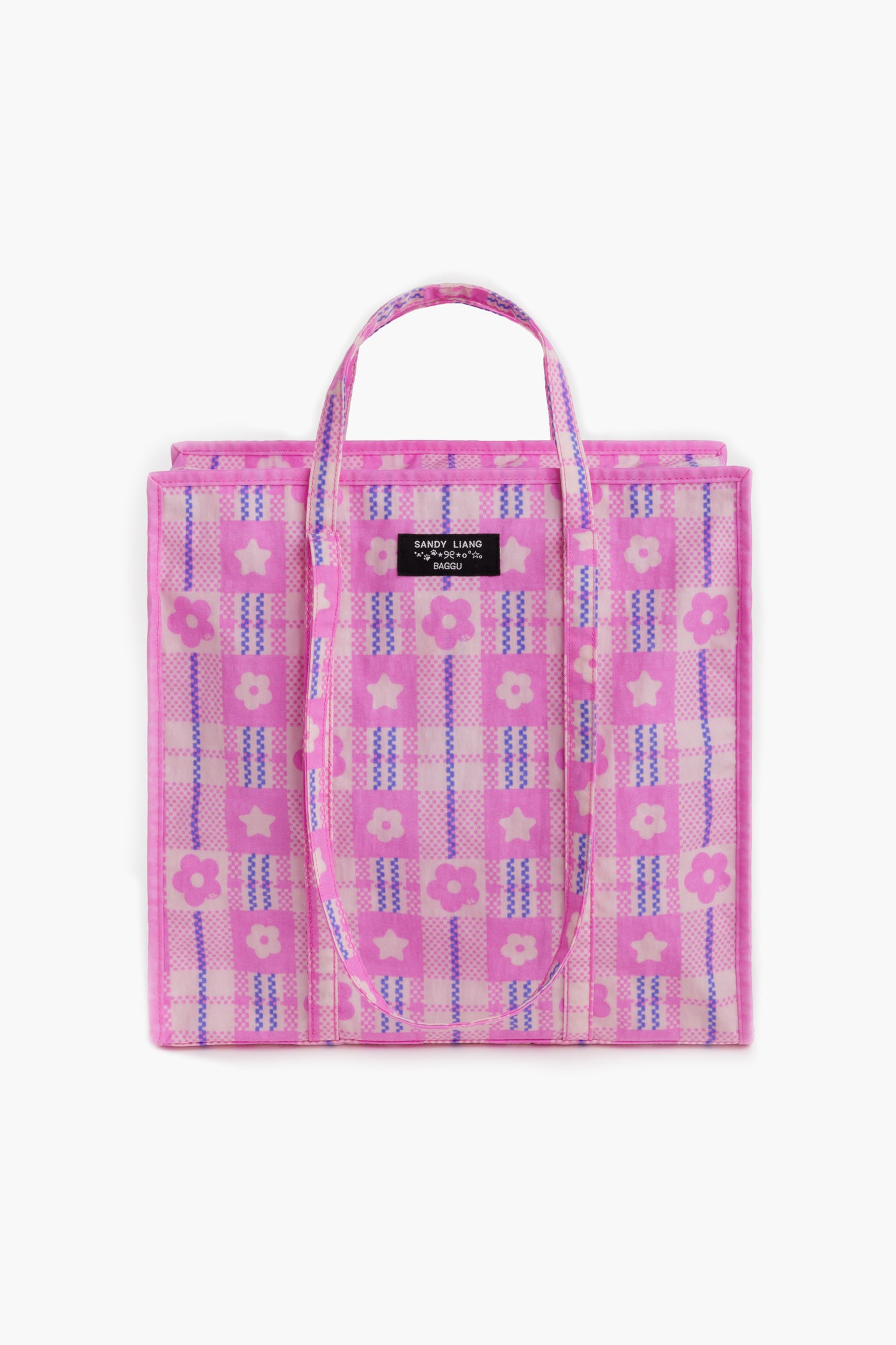 SL X BAGGU LARGE NYLON MARKET BAG IN MARKET PLAID PINK