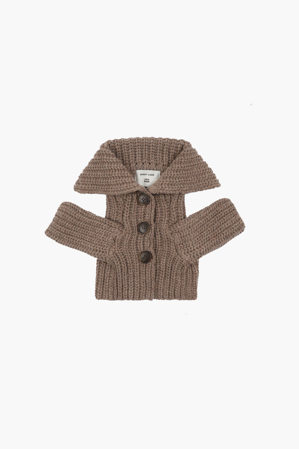 Knit dog sweater in hojicha brown