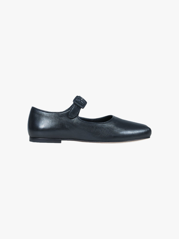 Mary Jane Pointe ballet flat shoe in black nappa leather