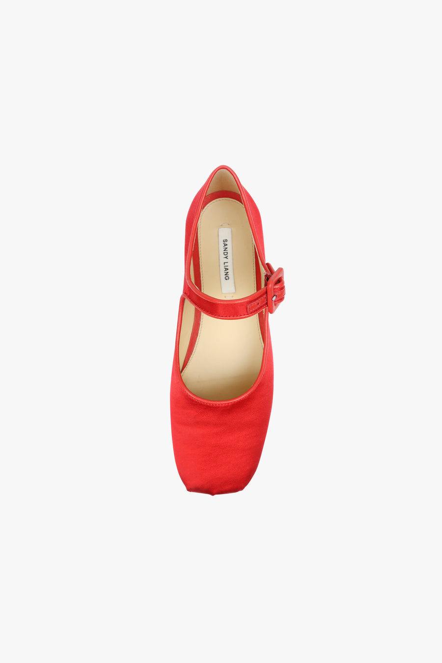 MARY JANE POINTE IN RED SATIN
