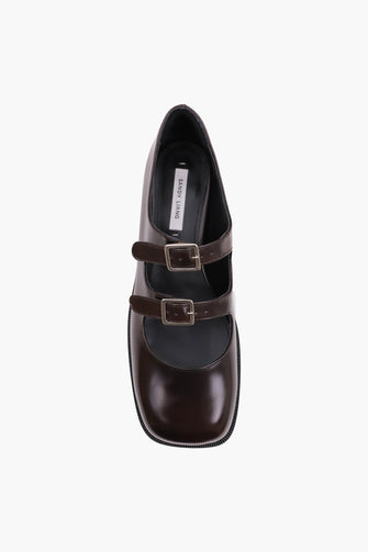 MARY JANE DOUBLE STRAP WELT IN BRUSHED BROWN