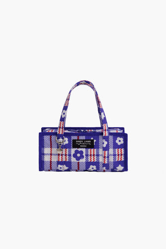 SL X BAGGU MINI NYLON MARKET BAG IN MARKET PLAID BLUE