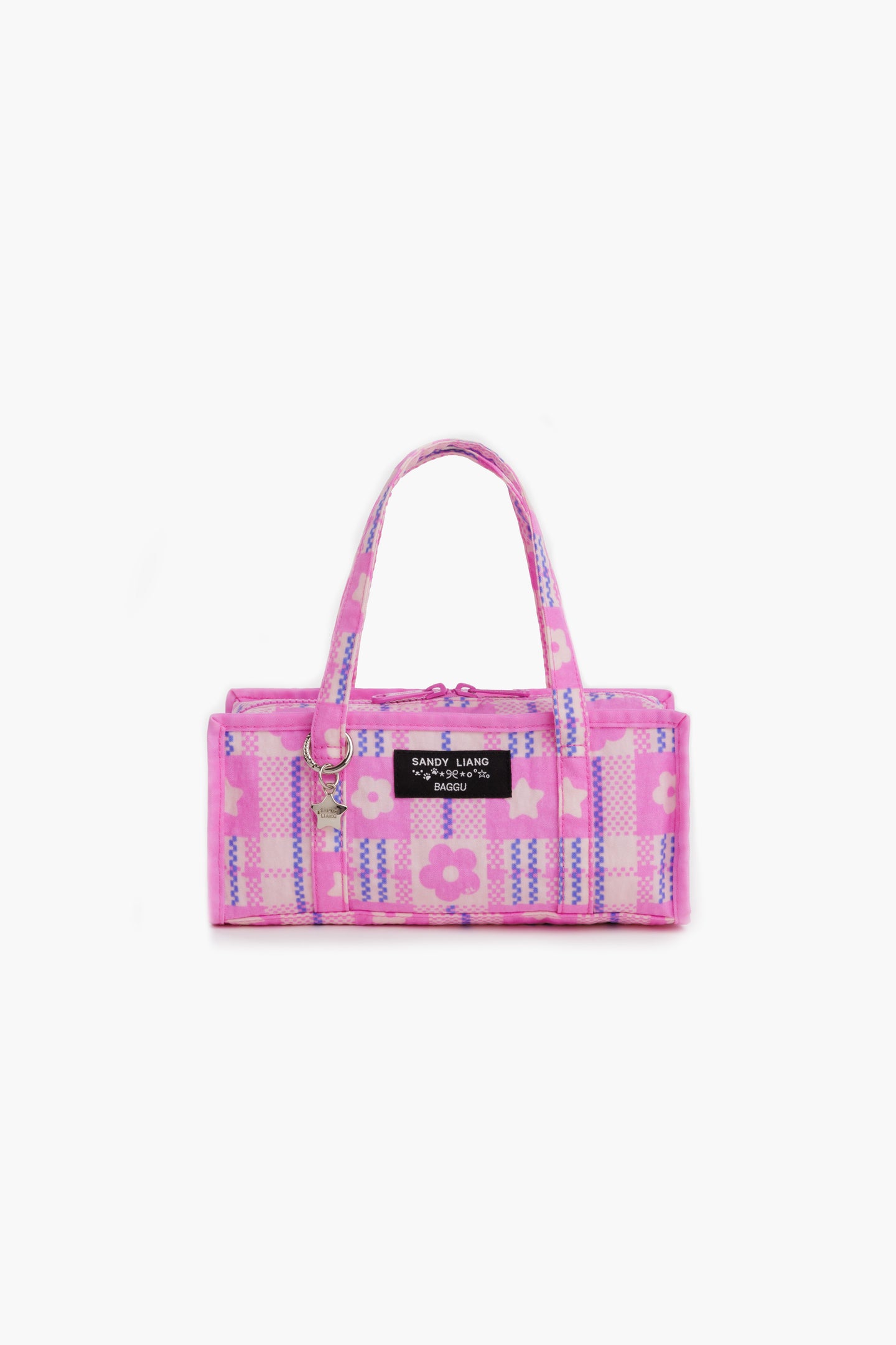 SL X BAGGU MINI NYLON MARKET BAG IN MARKET PLAID PINK