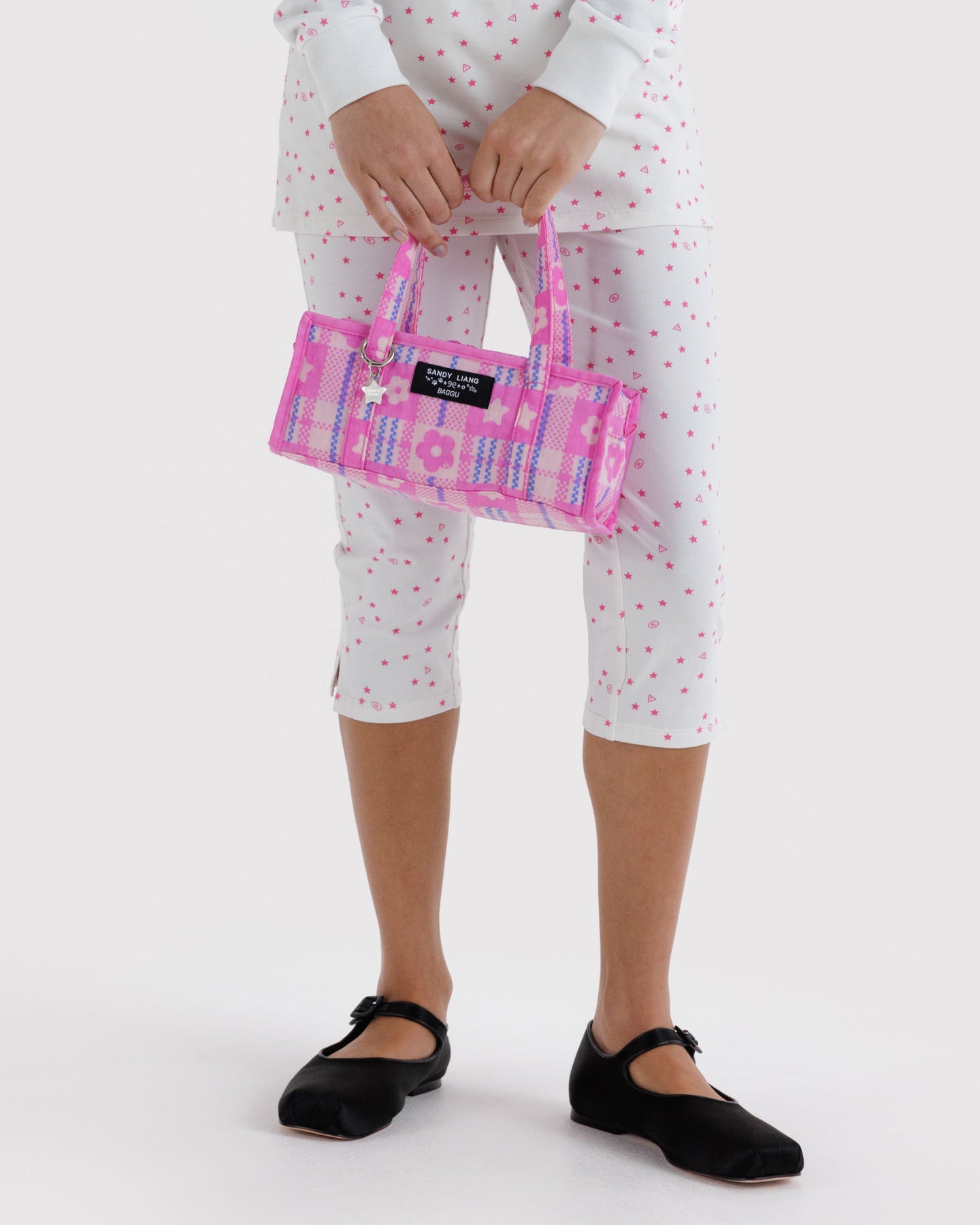 SL X BAGGU MINI NYLON MARKET BAG IN MARKET PLAID PINK