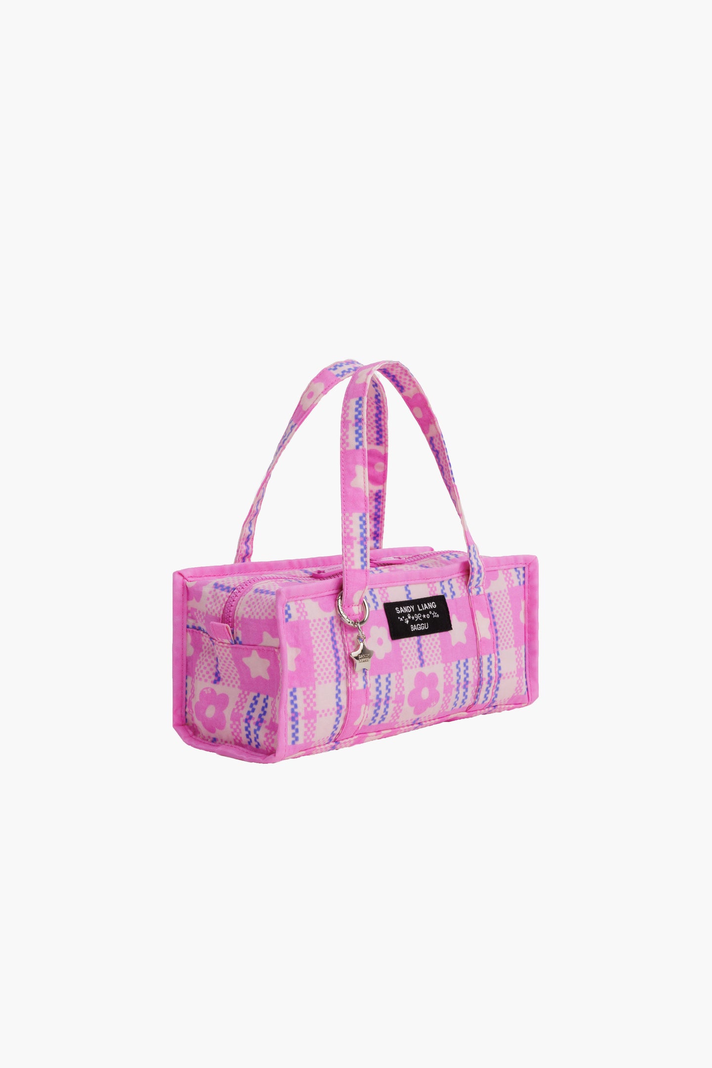 SL X BAGGU MINI NYLON MARKET BAG IN MARKET PLAID PINK