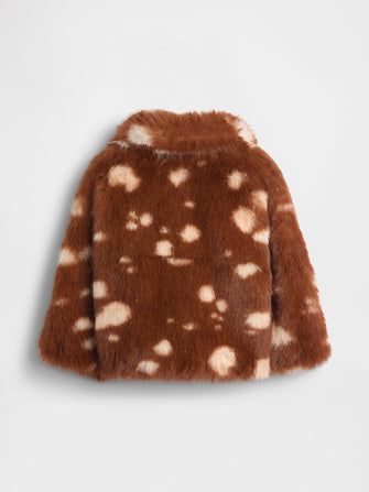 BABY & TODDLER SPOTTED VEGAN FUR HALF-ZIP PULLOVER