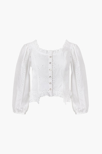 PALISADE TOP IN WHITE EYELET