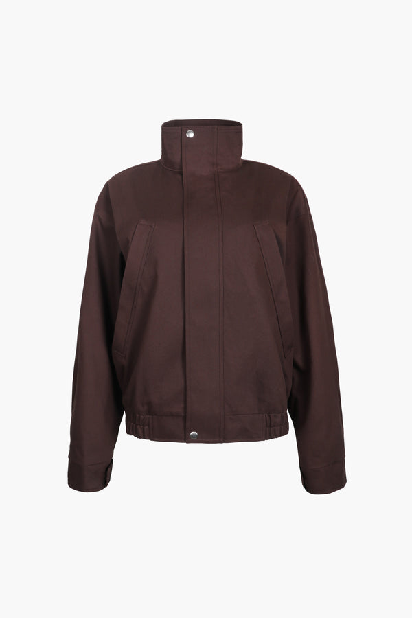 Oversized jacket in espresso brown with pockets at chest