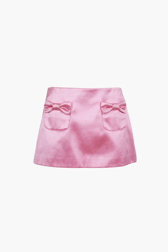 PLUSH SKIRT IN PINK SATIN