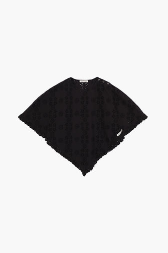 SOBA PONCHO IN BLACK EYELET