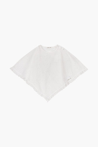 SOBA PONCHO IN WHITE EYELET