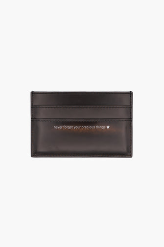 PRECIOUS CARD HOLDER IN BRUSHED BROWN SPAZZOLATO