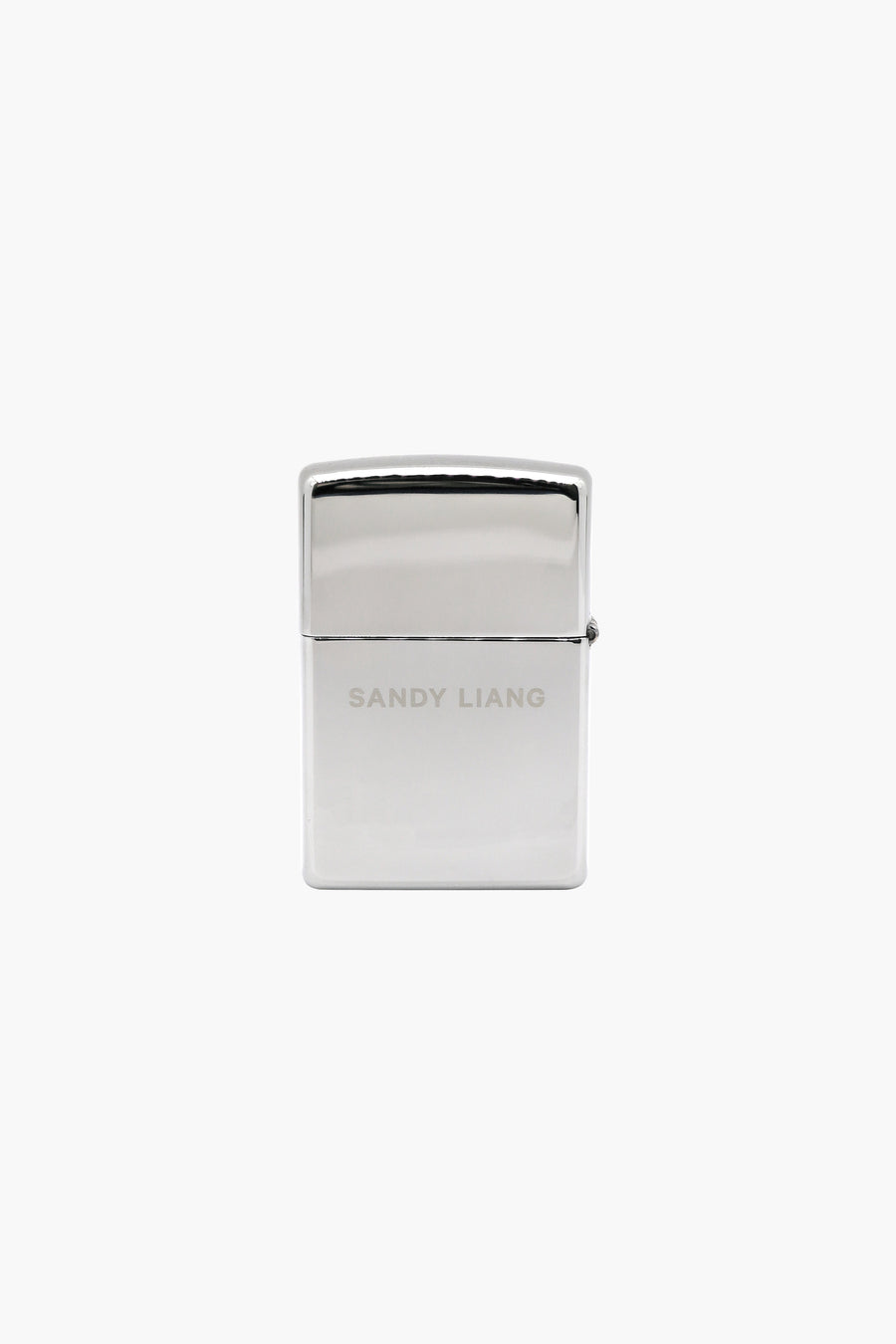 Silver zippo lighter with sandy liang logo on one side and "i'm going to be my own kind of princess" type on other side