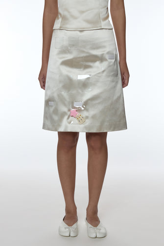 KEEPS SKIRT IN CHAMPAGNE SATIN