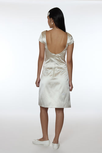 KEEPS SKIRT IN CHAMPAGNE SATIN