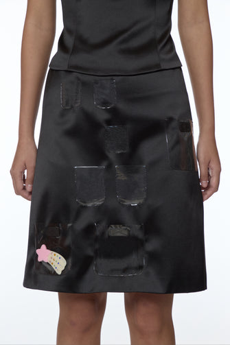 KEEPS SKIRT IN BLACK SATIN
