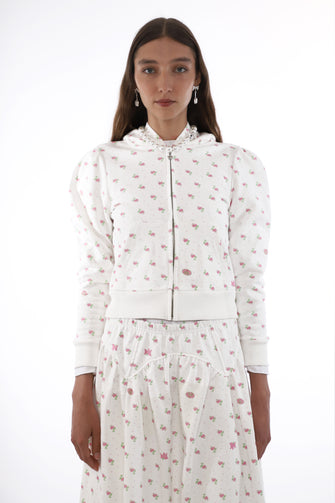 CARDAMOM HOODIE IN WHITE EVIL FLORAL