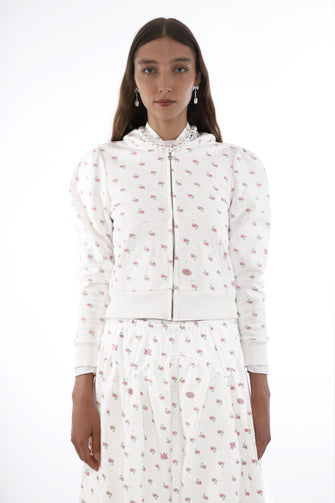 CARDAMOM HOODIE IN WHITE EVIL FLORAL