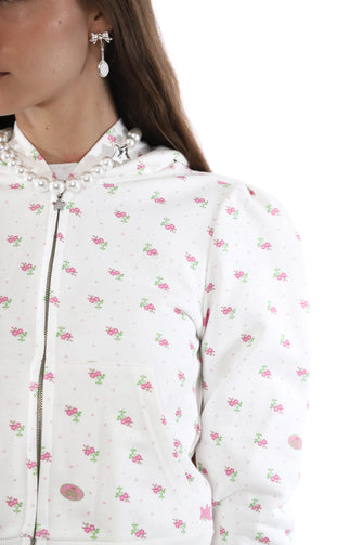 CARDAMOM HOODIE IN WHITE EVIL FLORAL
