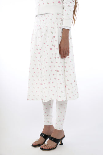 HOUSTON SKIRT IN WHITE EVIL FLORAL