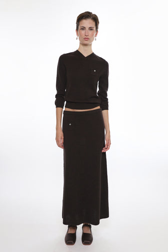 MYOS CASHMERE SKIRT IN BROWN
