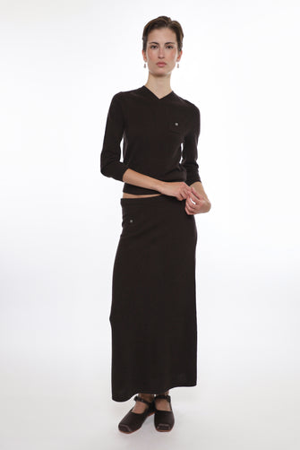 MYOS CASHMERE SKIRT IN BROWN