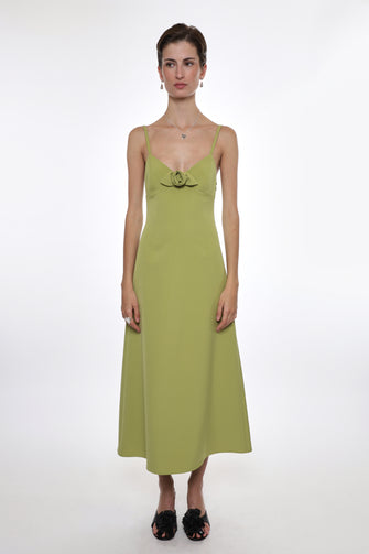 PILTON DRESS IN CHARTREUSE