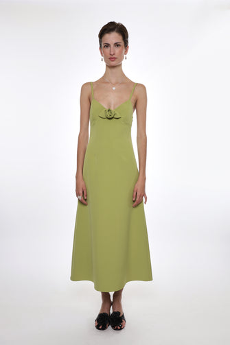 PILTON DRESS IN CHARTREUSE