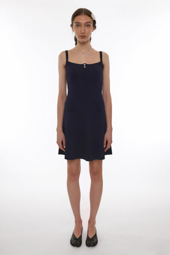 GLACE DRESS IN DARK NAVY