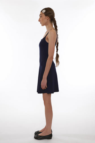 GLACE DRESS IN DARK NAVY