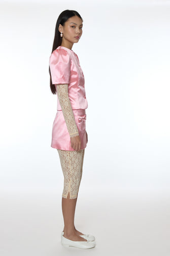 PLUSH SKIRT IN PINK SATIN