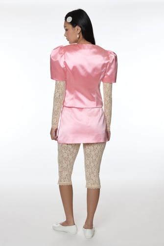 PLUSH SKIRT IN PINK SATIN