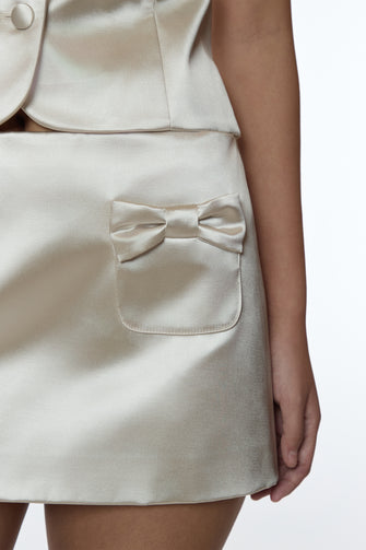 PLUSH SKIRT IN CHAMPAGNE SATIN