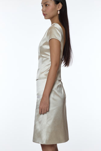 SHELLY TOP IN CHAMPAGNE SATIN