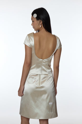 SHELLY TOP IN CHAMPAGNE SATIN