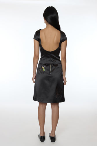 KEEPS SKIRT IN BLACK SATIN