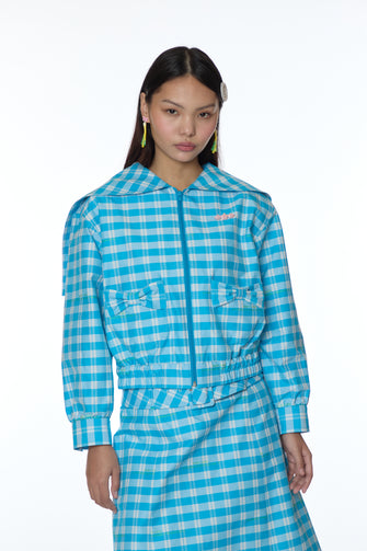 FARRO JACKET IN CERULEAN PLAID