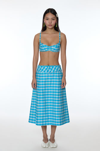 REMIE BRA IN CERULEAN PLAID