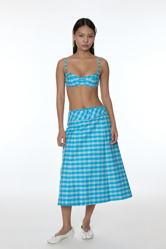 CLIO SKIRT IN CERULEAN PLAID