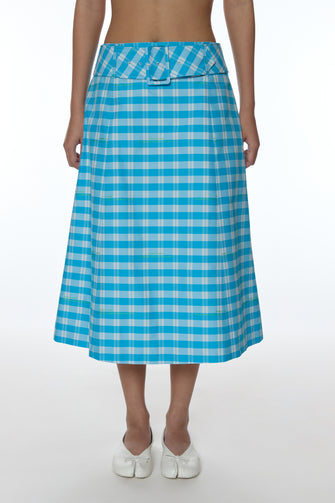 CLIO SKIRT IN CERULEAN PLAID
