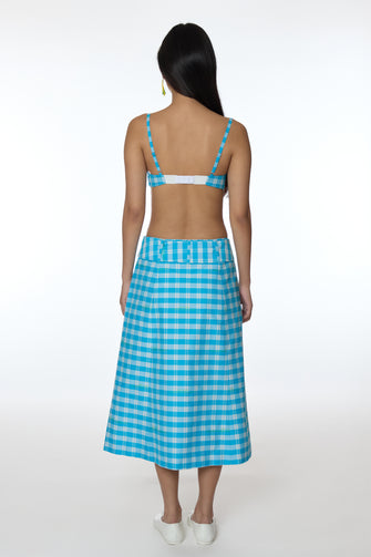 CLIO SKIRT IN CERULEAN PLAID