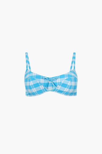 REMIE BRA IN CERULEAN PLAID
