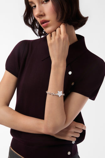 STAR CHARM BRACELET IN MATTE SILVER