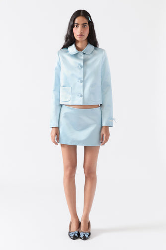 JUICE SKIRT IN ICE BLUE SATIN