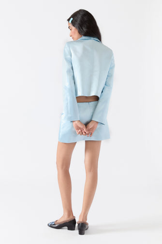 JUICE SKIRT IN ICE BLUE SATIN